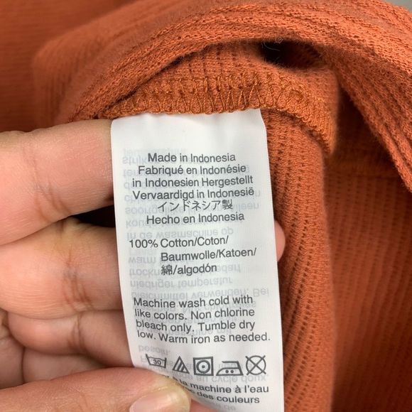 MADEWELL burnt orange long sleeve tie front top - Picture 6 of 8